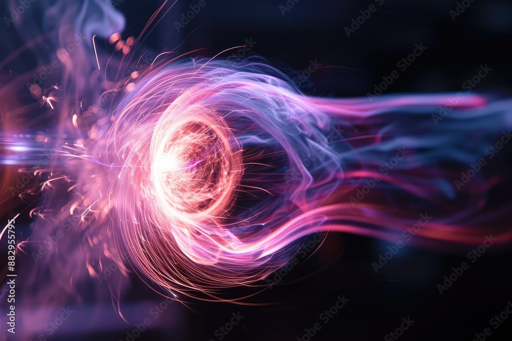 Aufkleber Vivid swirling energy orb A representation of the Lorentz force acting on a charged particle