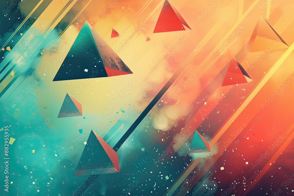 Leinwandbilder colorful abstract geometric shapes a surreal abstract background with floating geometric shapes