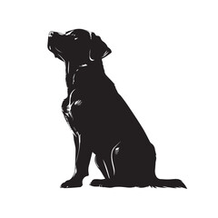 Dog silhouette. Vector silhouette of dog on white background. black dog isolated on white background. cutout dog. hand drawn design. vector illustration.