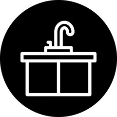 Sink Vector Line White Circle Black