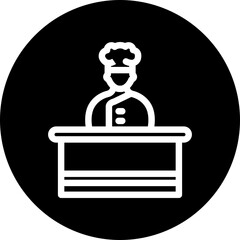 Cooking Show Vector Line White Circle Black