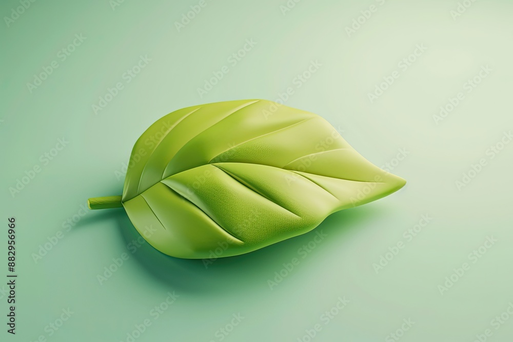Leinwandbilder smooth green leaf with shadow environment-friendly leaf icon in 3d style