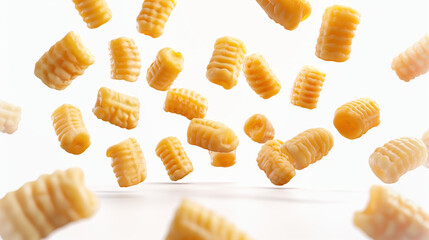 Freshly Made Pumpkin Gnocchi Sheets for Advertisement on White Background