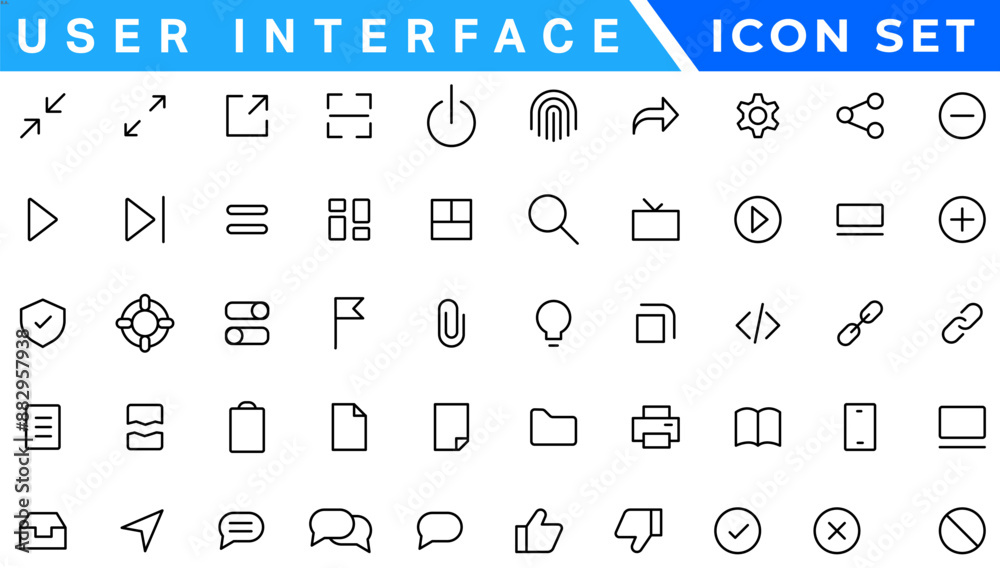 Poster user interface icons. basic web editable stroke icons collection. vector
