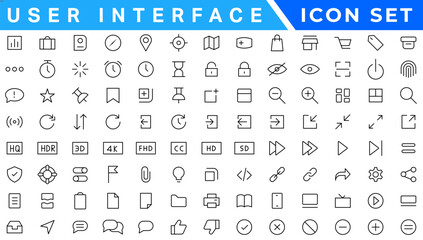 User Interface icons. Basic Web editable stroke icons collection. Vector