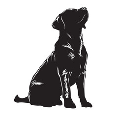 Dog silhouette. Vector silhouette of dog on white background. black dog isolated on white background. cutout dog. hand drawn design. vector illustration.