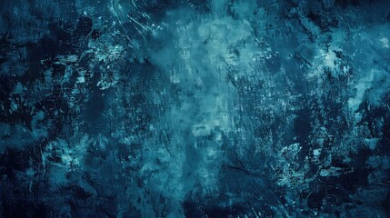Obraz premium Dark blue grunge textured concrete wall background with teal highlights