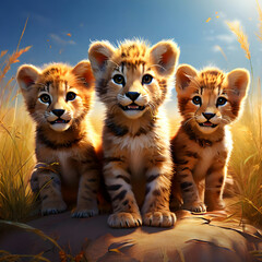 Obraz premium Wild cat Cute cubs