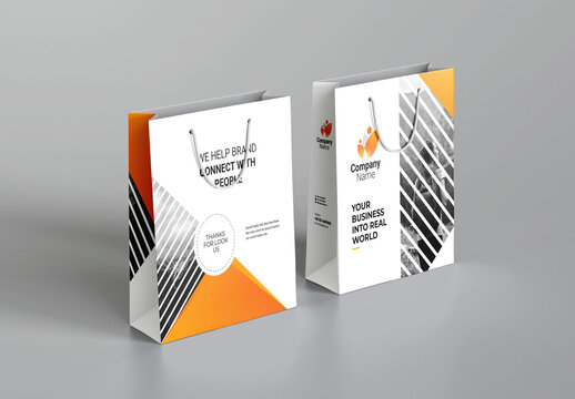 Corporate Orange Shopping Bag With Triangle