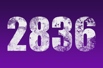 flat white grunge number of 2836 on purple background.	