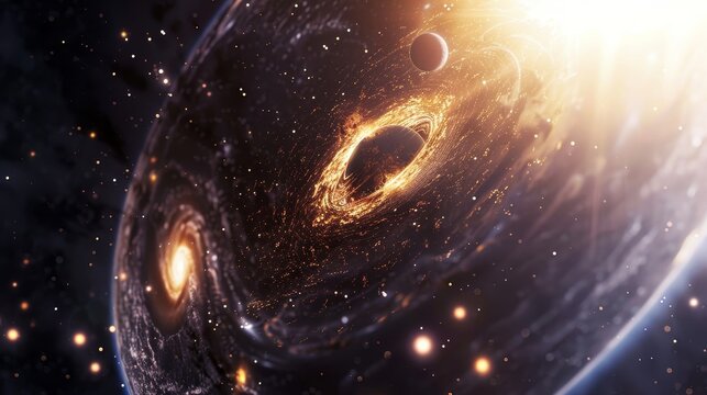 Minimalistic Big Bang scene symbolizing the universe's beginning and God's love and power.