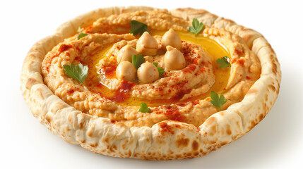 Nutritious Pumpkin Hummus Spread for Seasonal Marketing, on White Background