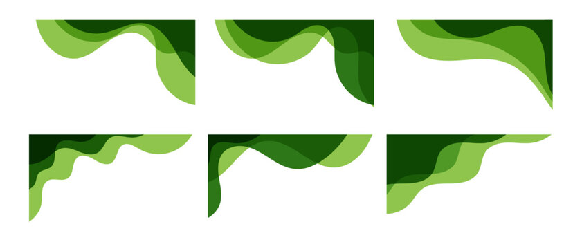 abstract green corners with white background. design element with organic shape