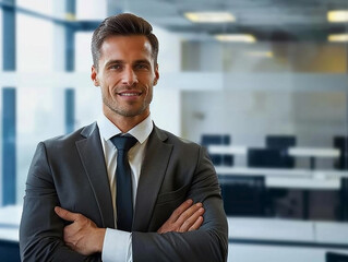 Fototapeta premium Portrait of a successful businessman at work