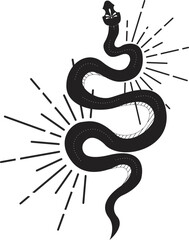 Celestial serpent snake, esoteric tarot or tattoo mystery sacred symbol 