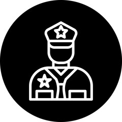 0Police officer Vector Line White Circle Black