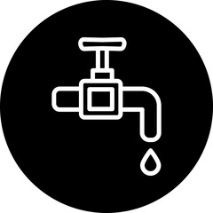Faucet Vector Line White Circle Black