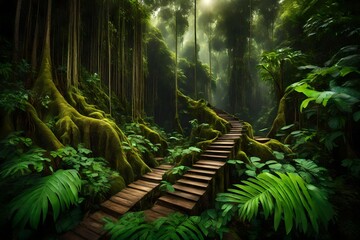 Fototapeta premium Deep tropical jungles of Southeast Asia in august.