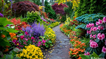 Serene Pathway Through Vibrant Summer Garden