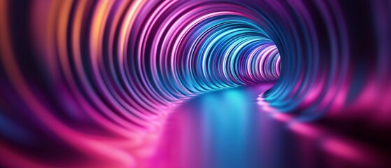Fototapeta premium Abstract colorful tunnel with vibrant neon lights and a futuristic look. Perfect for backgrounds, technology themes, and creative designs.