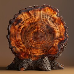 Tree Trunk Cut Revealing Annual Rings