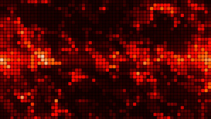 Red mosaic background in technology concept. Abstract red LED squares. Technology digital square red color background. Red pixel grid background. 3D rendering
