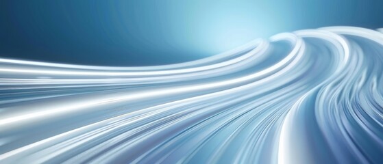 Obraz premium Abstract light trails on a blue background, showcasing dynamic motion and futuristic design. Perfect for technology and innovation concepts.