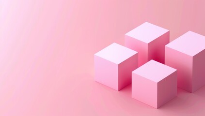Pink Cubes Minimalist Still Life