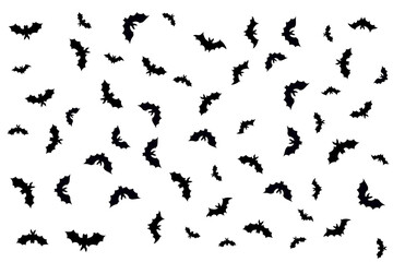 Special background of black bat silhouettes on white background