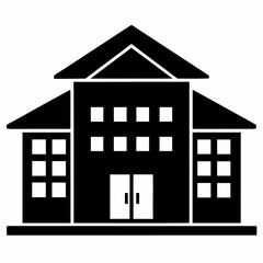 Dormitory in black color vector silhouette illustration white background