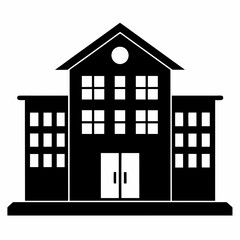 Dormitory in black color vector silhouette illustration white background