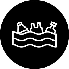 Ocean Waste Vector Line White Circle Black