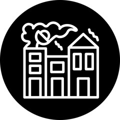 City Pollution Vector Line White Circle Black