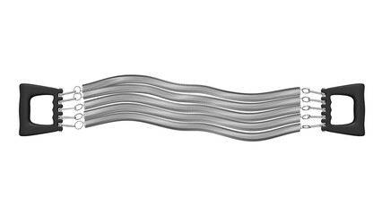 Spring espander or hand gripper with black handles isolated on transparent and white background. Sport concept. 3D render