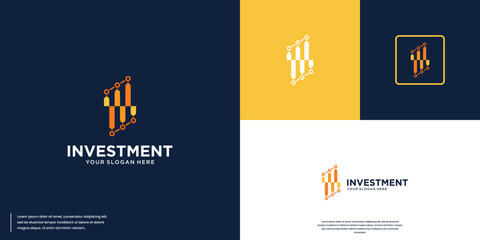 Digital financial investment chart, modern abstract, logo design template.