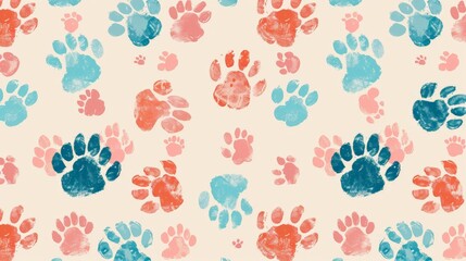 seamless pattern design of puppy paw prints