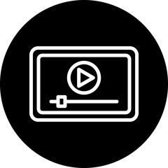 Video Player Vector Line White Circle Black