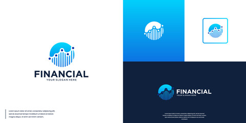 global financial accounting, investment report, logo design template.