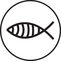 Christian fish icon. Religious symbol. Faith in Jesus Christ. Symbol with cross vector isolated on transparent background. God Christ logo illustration sign. Pattern with simple line modern design.