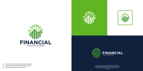 digital economy graphic chart logo, statistical report, investment progress, logo design illustration.