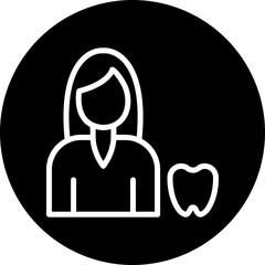 Female Dentist Vector Line White Circle Black