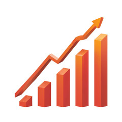 Graph with Arrow Isolated on Transparent or White Background, PNG