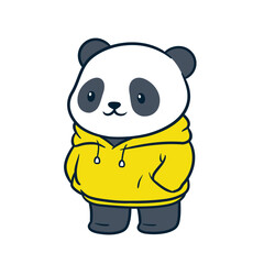 Adorable Panda Vector wearing yellow hoodie