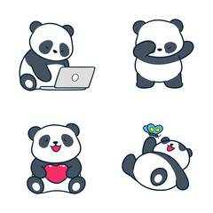 Attractive Adorable Panda Vector doing his favorite activity