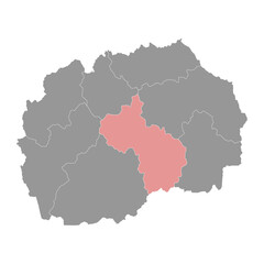 Fototapeta premium Vardar Statistical Region map, administrative division of North Macedonia. Vector illustration.
