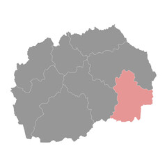Obraz premium Southeastern Statistical Region map, administrative division of North Macedonia. Vector illustration.