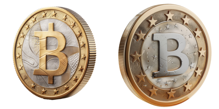 Euro Coin 3D Icon Illustration Set Isolated on Transparent or White Background, PNG