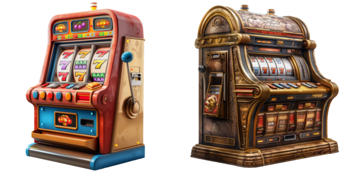 Gambling Machine Game Opportunity Set Isolated on Transparent or White Background, PNG