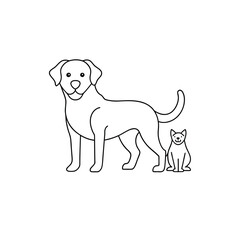 dog, doodle, friends, friendship, graphic, outline, pet, puppy, simplicity, trendy, trust, drawing, hand-drawn, linear, loyal, loyalty, sitting, vignetting, illustration, isolated, minimalistic.