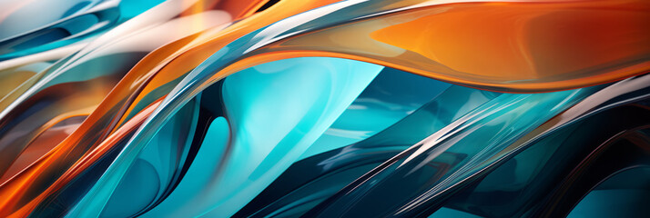 Background of cascading glass shapes dynamic pattern of overlapping wavy glass elements